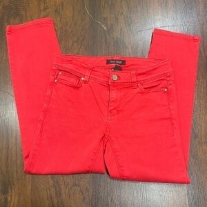 WHITE HOUSE BLACK MARKET “slim crop” red cropped pants size 00